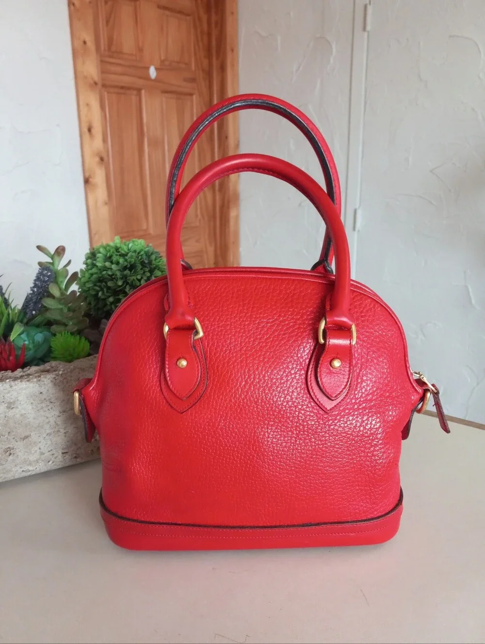 Dooney & Bourke Solid Red Original, 1990s AWL Norfolk, RARE!!!